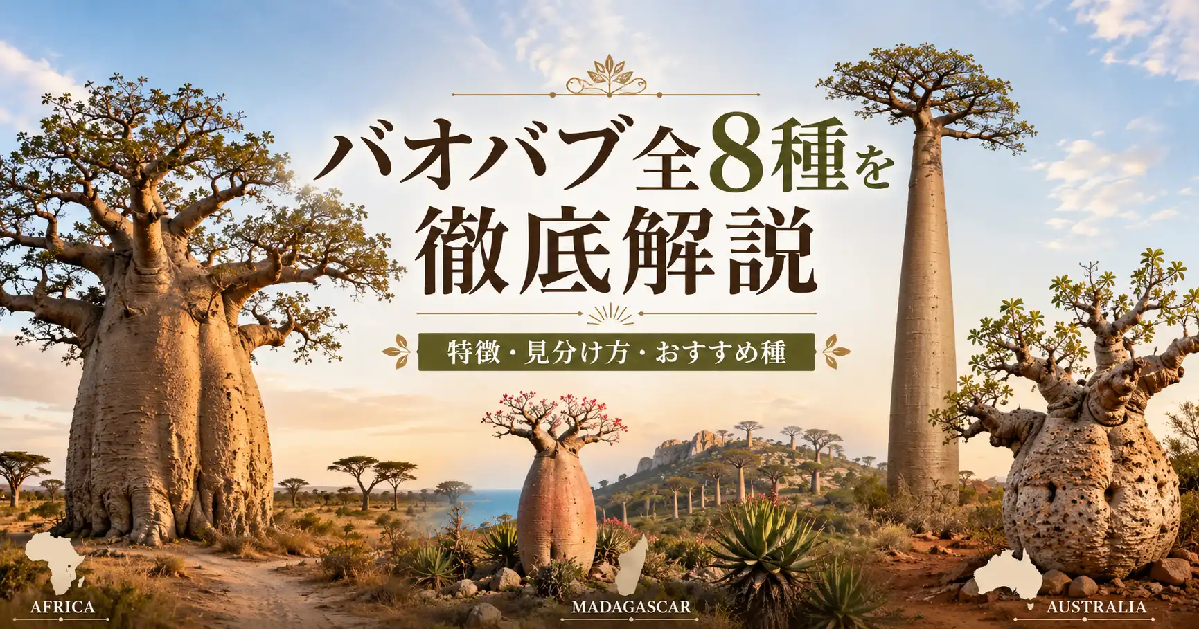 バオバブ全8種完全ガイド｜マダガスカル6種・アフリカ大陸1種