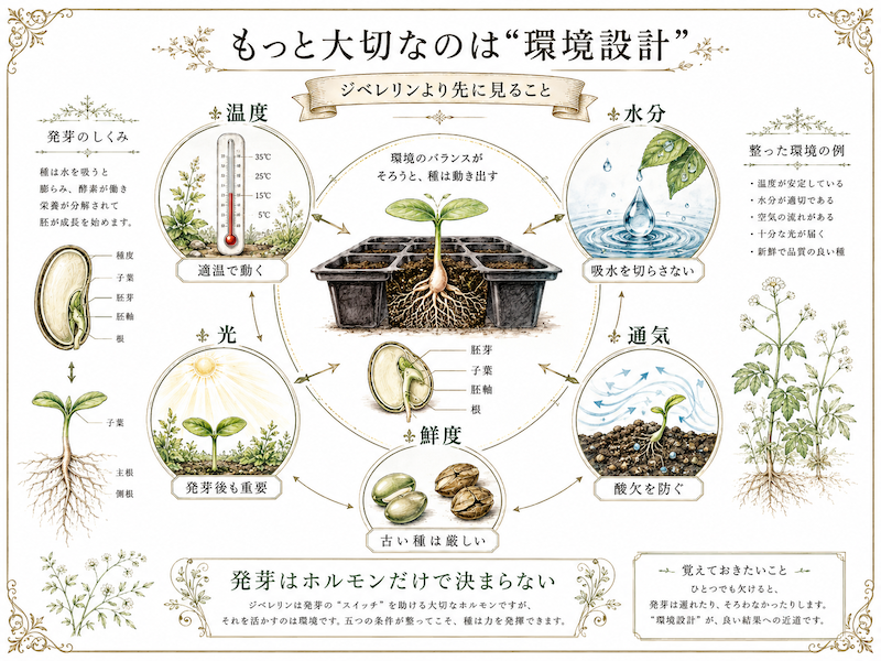 出た後の苗姿まで見ることを説明する図