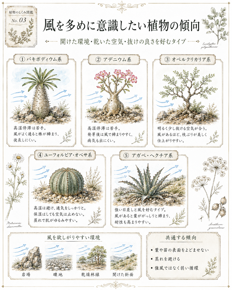 風を意識したい植物の傾向