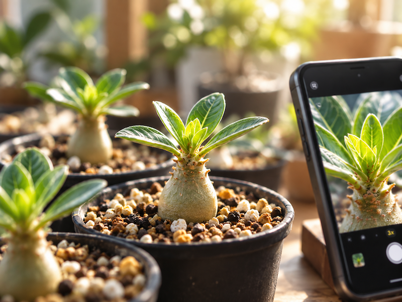 陽だまりの多肉植物とスマホ撮影